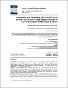 Cover image for Awareness and Knowledge of Cervical Cancer among Female Senior High School Students in Lower Manya Krobo Municipal in Ghana