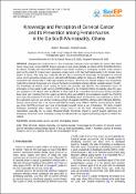 Cover image for Knowledge and Perception of Cervical Cancer and Its Prevention among Female Nurses in the Ga South Municipality, Ghana